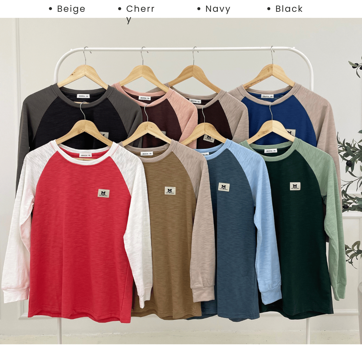 ZUCCA JAMIE TOP KASUAL LENGAN PANJANG RAGLAN-MA096