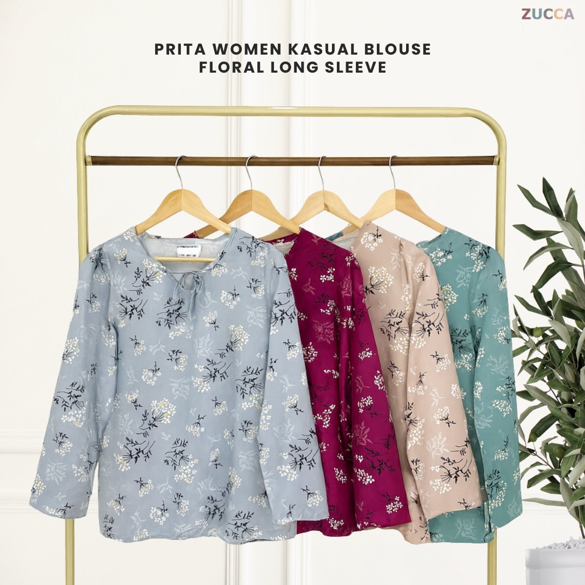 ZUCCA PRITA WOMEN KASUAL BLOUSE FLORAL LENGAN PANJANG - MA100