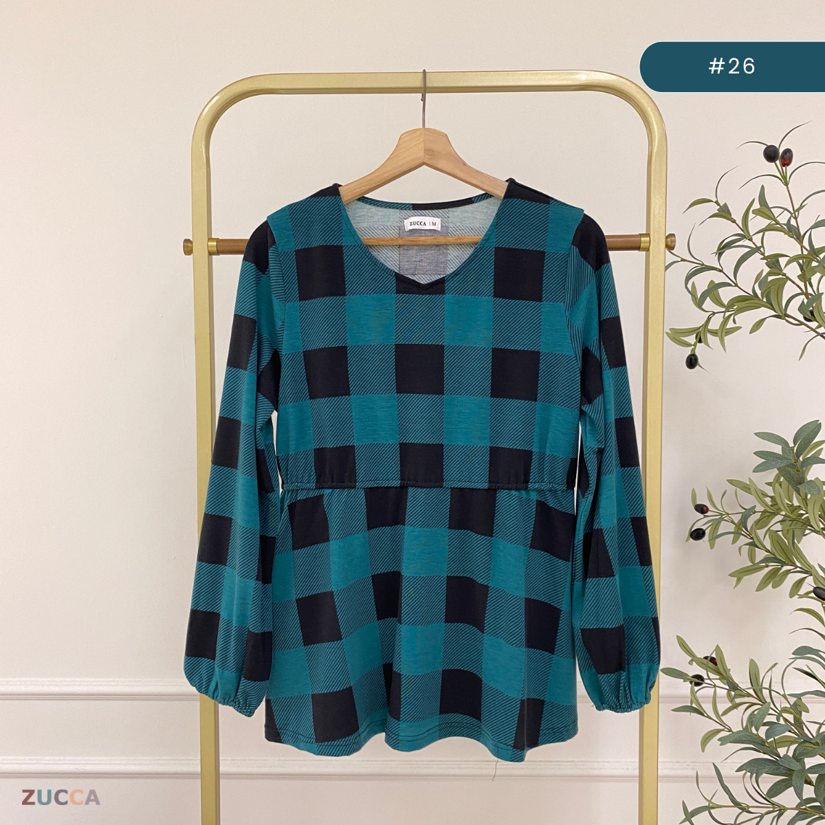 ZUCCA QISTINA CHECKERED WANITA BLOUSE- MA113