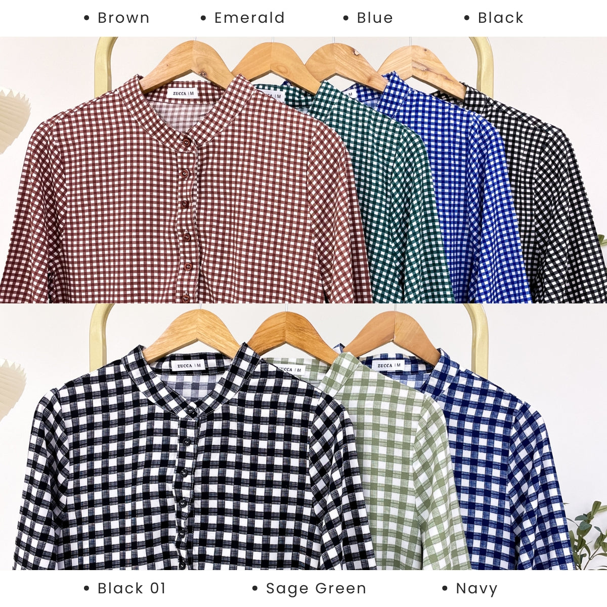 ZUCCA QISMINA KASUAL MUSLIMAH CHECKERED BLOUSE - MA115