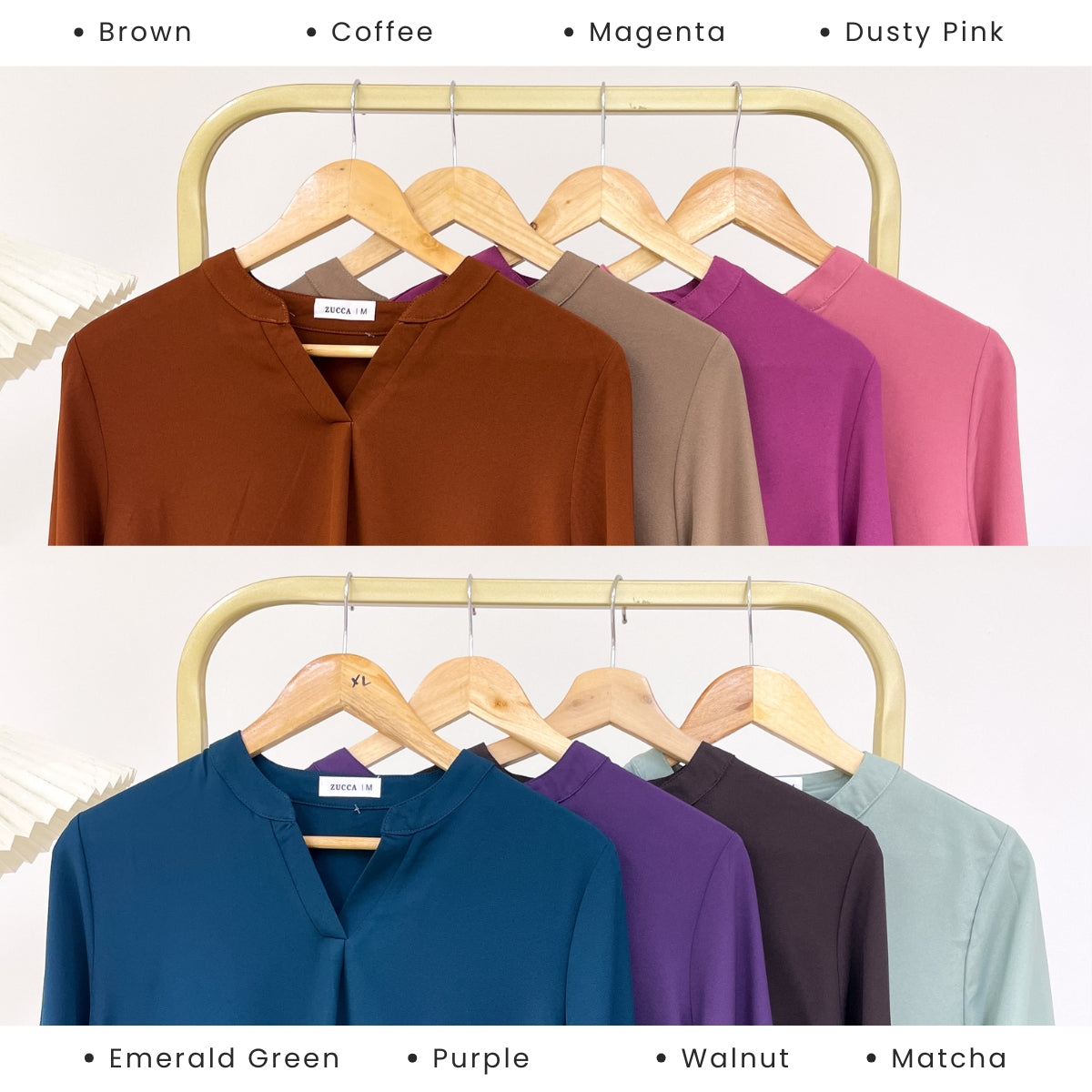 ZUCCA ANNA BLOUSE KASUAL PEREMPUAN PLAIN LONG SLEEVE - MA117