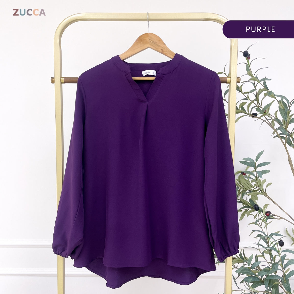 ZUCCA ANNA BLOUSE KASUAL PEREMPUAN PLAIN LONG SLEEVE - MA117
