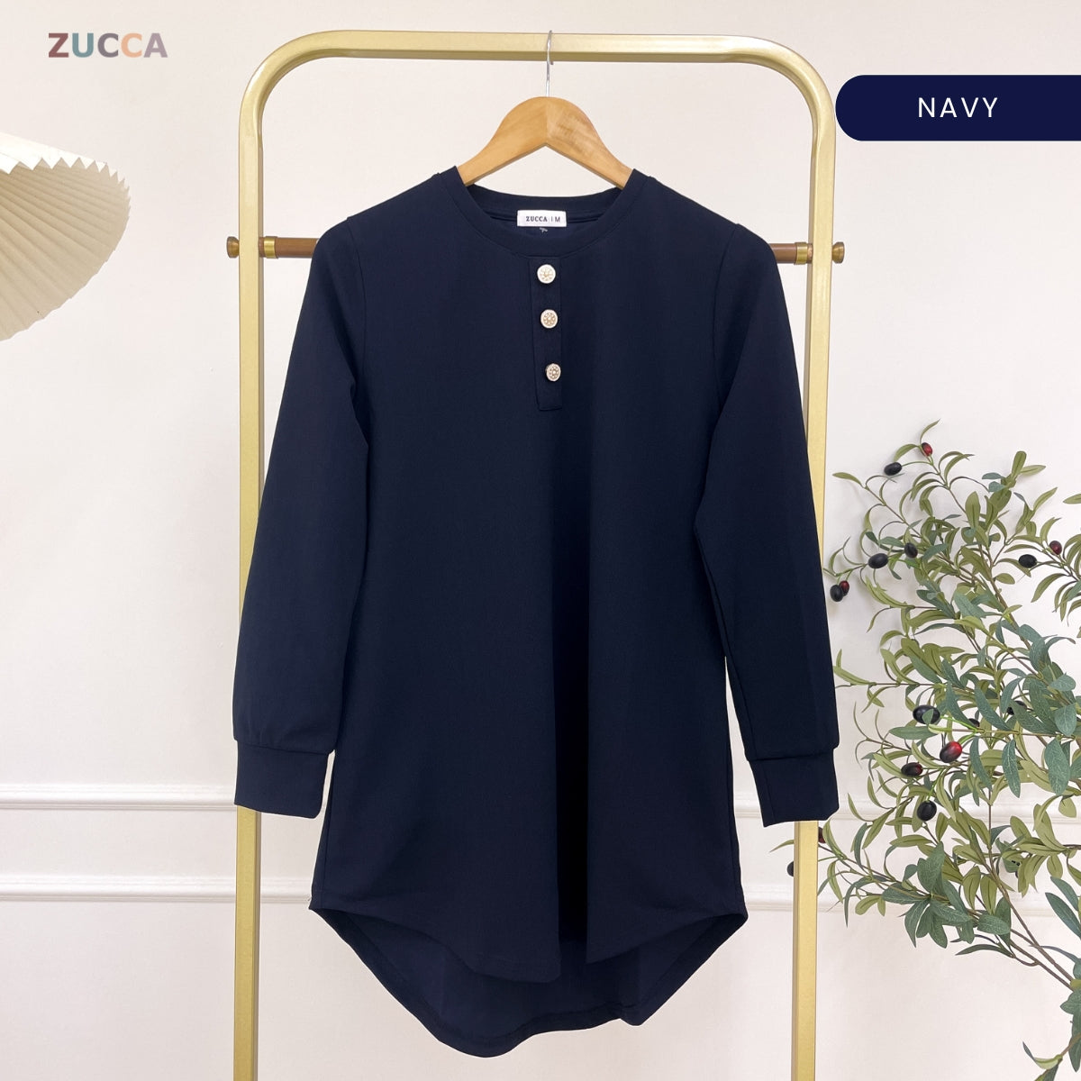 ZUCCA RIZQIN KASUAL MUSLIMAH PLAIN LONG BLOUSE - MA139