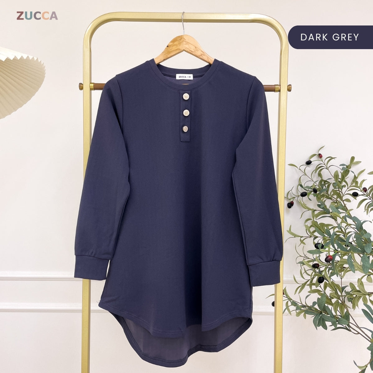 ZUCCA RIZQIN KASUAL MUSLIMAH PLAIN LONG BLOUSE - MA139