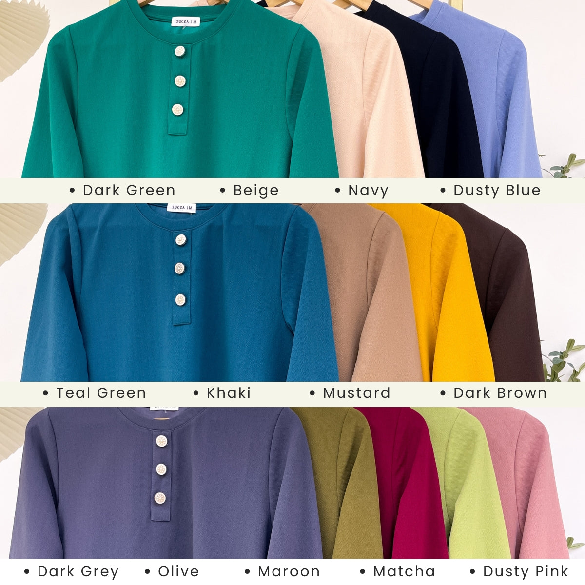 ZUCCA RIZQIN KASUAL MUSLIMAH PLAIN LONG BLOUSE - MA139