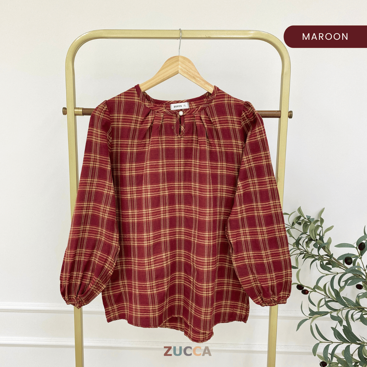 ZUCCA NANCY BLAUS WANITA KASUAL CORAK PLAID - DM282