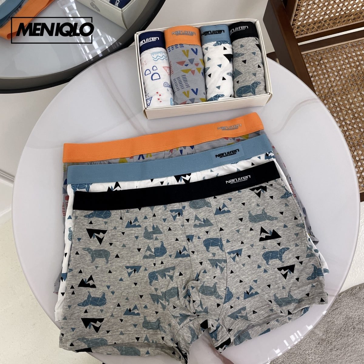 MENIQLO BOXER MEN BREATHABLE SOFT COTTON SAIZ M-5XL- MAU001 MAU002