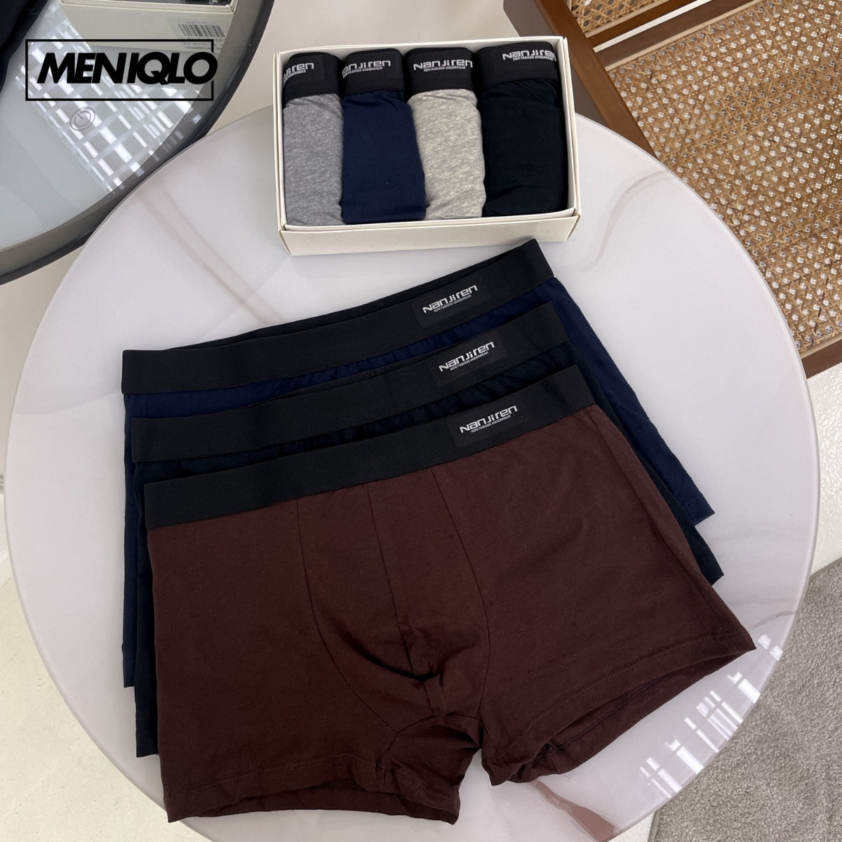 MENIQLO BOXER MEN BREATHABLE SOFT COTTON SAIZ M-5XL- MAU001 MAU002
