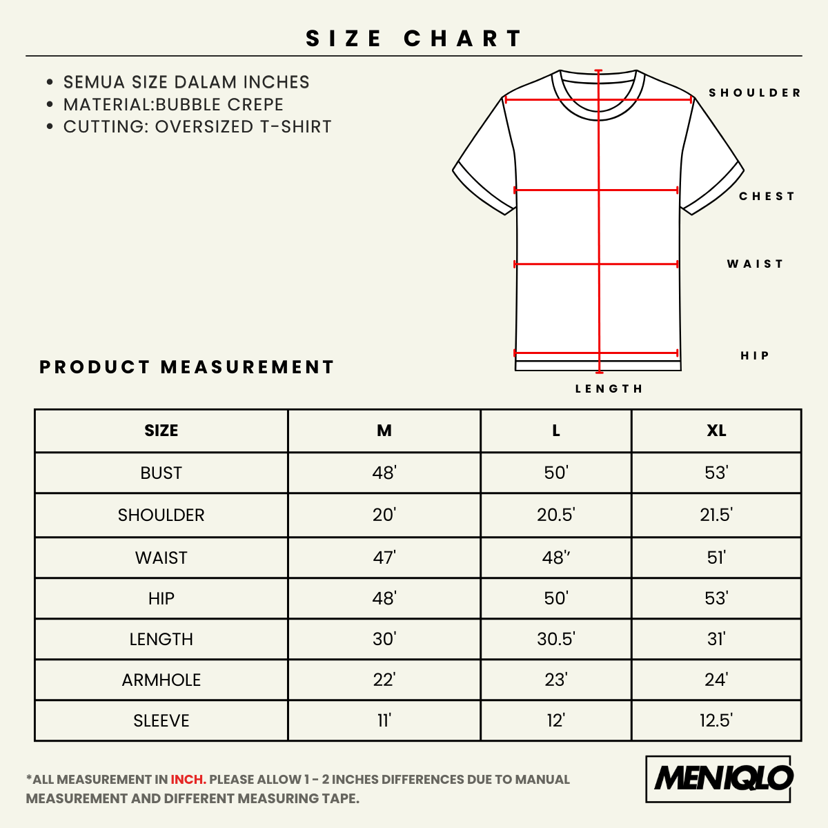 MENIQLO DAMIAN OVERSIZED T-SHIRT SHORT SLEEVE - MQ1001