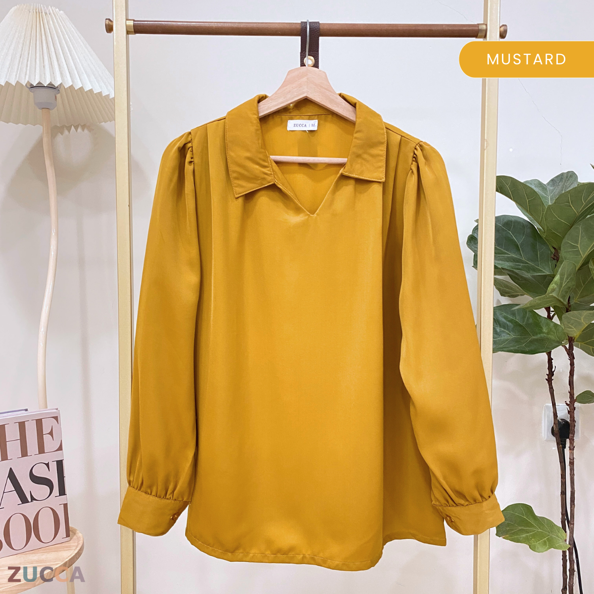 ZUCCA YESSI V-COLLAR PUFFED SLEEVES BLOUSE - MA019