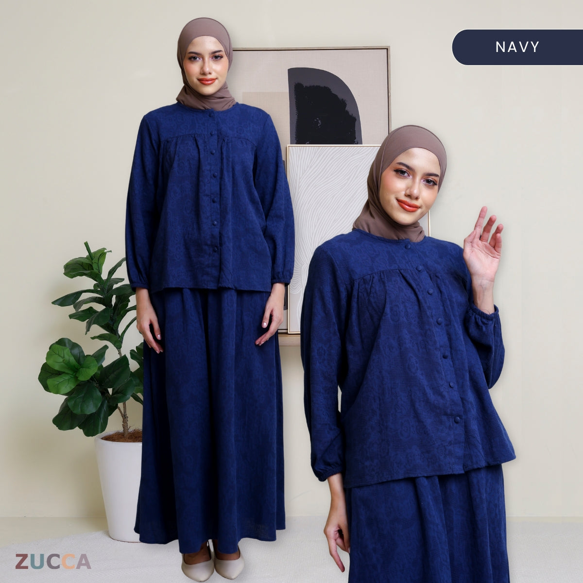 ZUCCA LENA SET BAJU BERBUTANG BERCORAK - DMSET004