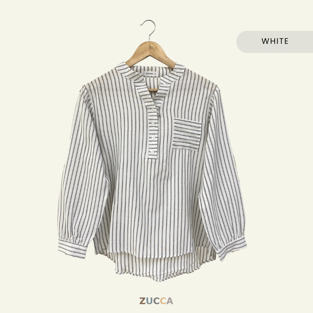 ZUCCA AKINI BLOUS WANITA BERGARIS LEHER V – DM166 (GAYA KOREA)