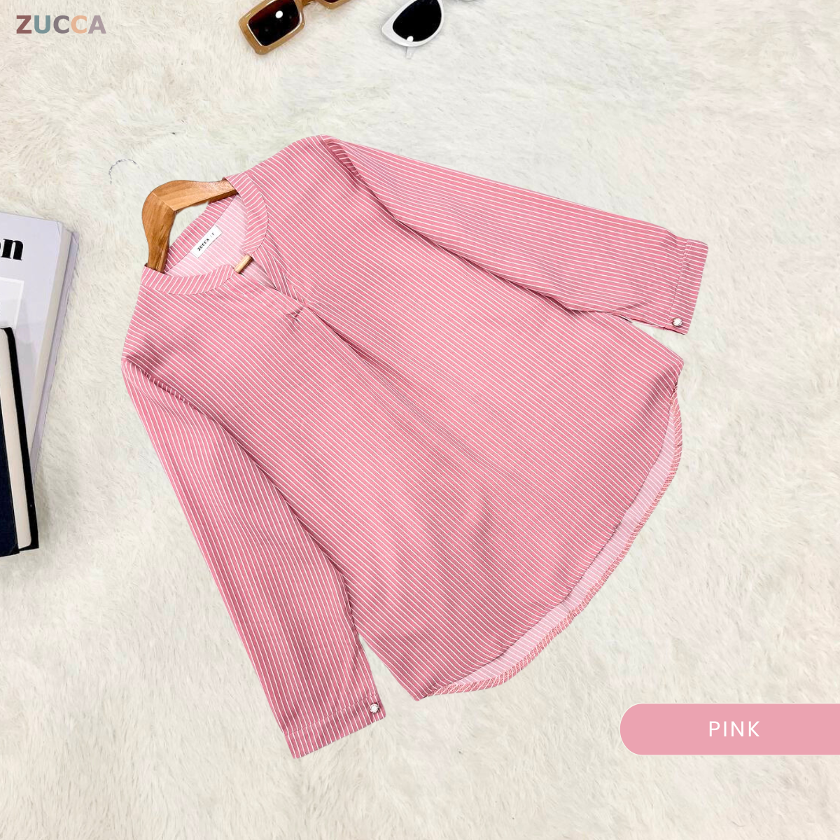 ZUCCA REINA COMFY PLAIN V-NECK BLOUSE - DM144