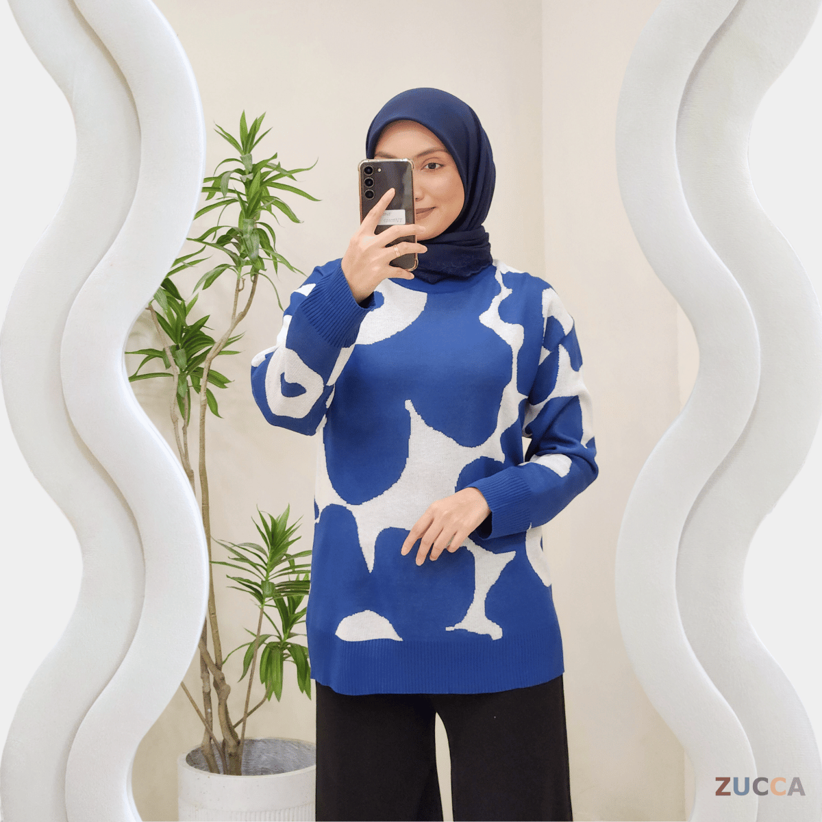 ZUCCA FAUZIAH FLORAL PRINT KNIT SHIRT - DM191 KOREAN STYLE