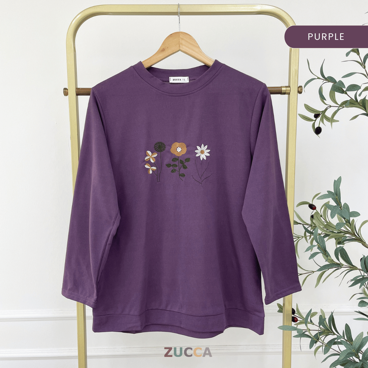 ZUCCA MAXINE BLAUS KASUAL WANITA DENGAN SULAMAN BUNGA - DM274