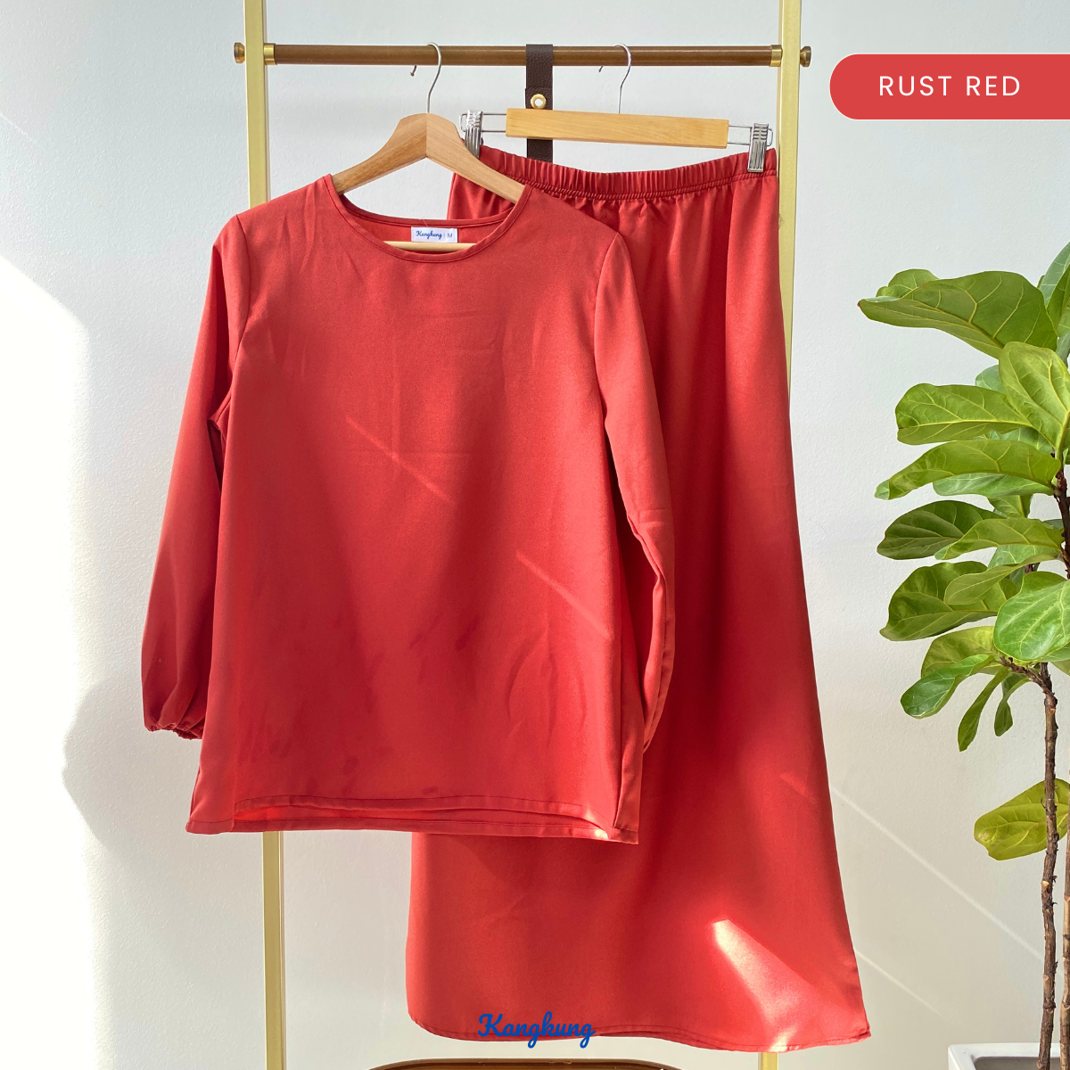 KANGKUNG IXORA SET MODEST DUA HELAI PLAIN – KK115