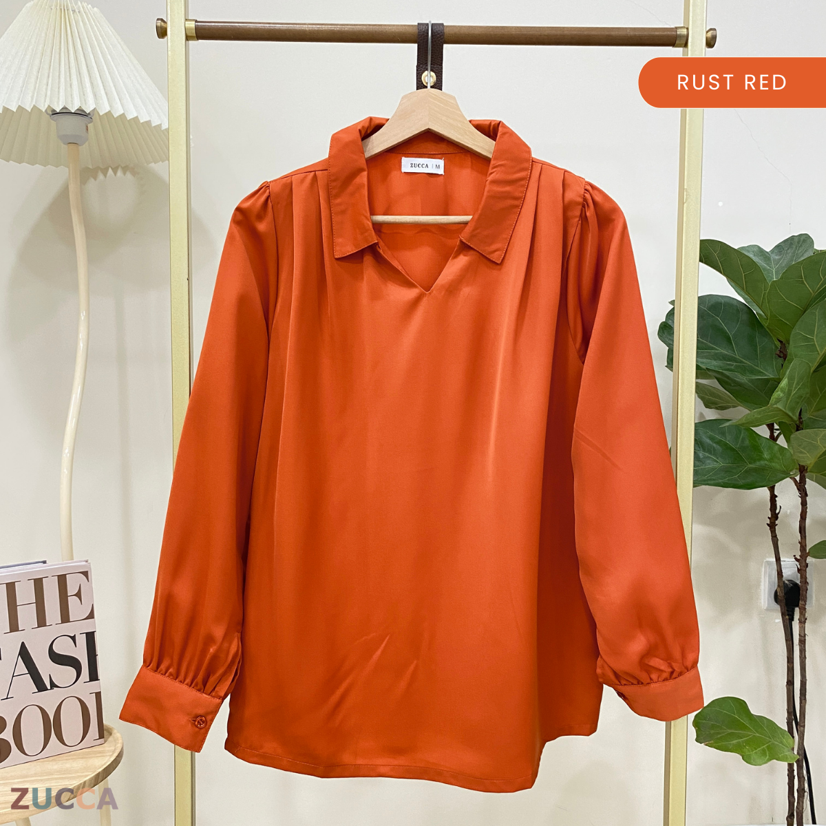 ZUCCA YESSI V-COLLAR PUFFED SLEEVES BLOUSE - MA019
