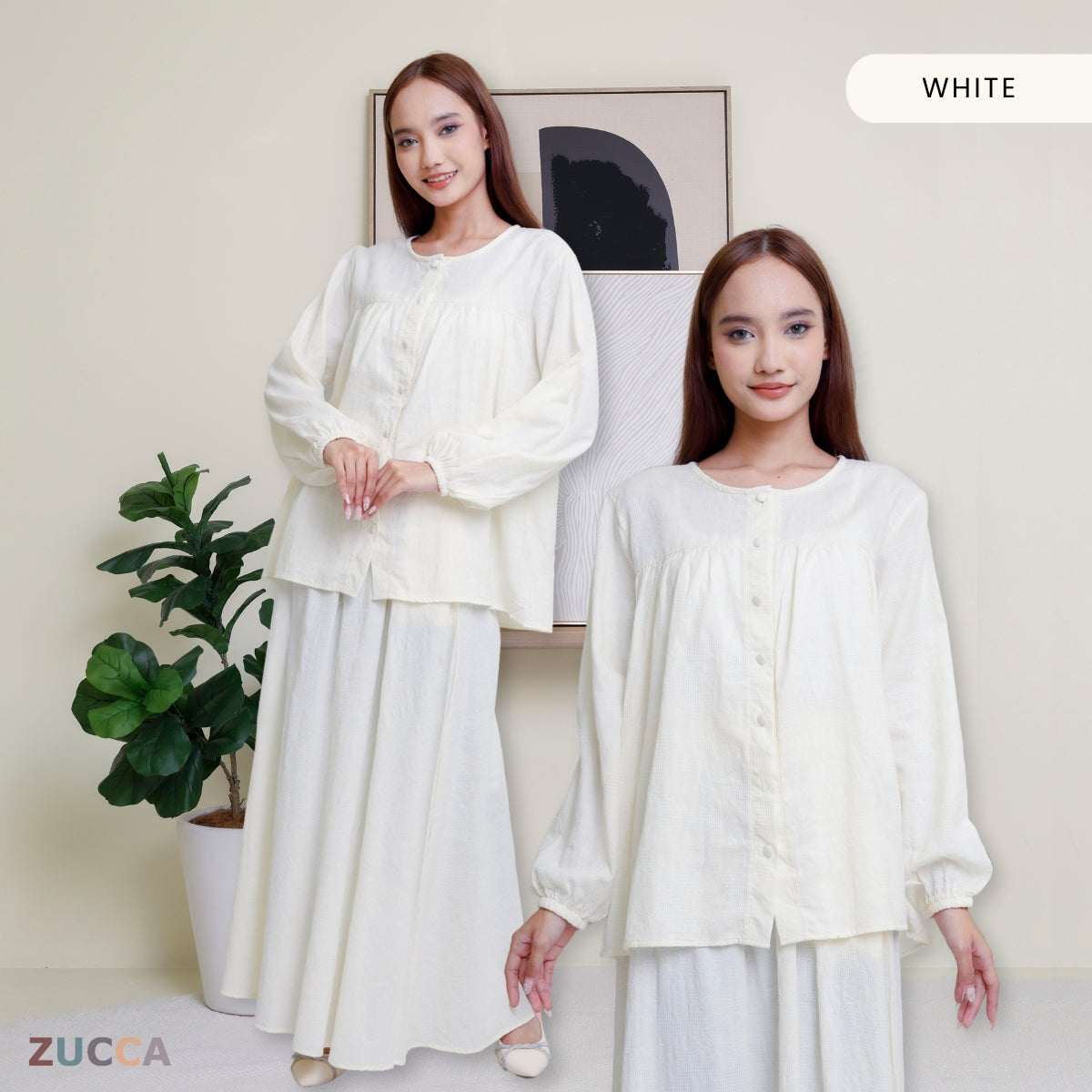 ZUCCA LENA SET BAJU BERBUTANG BERCORAK - DMSET004