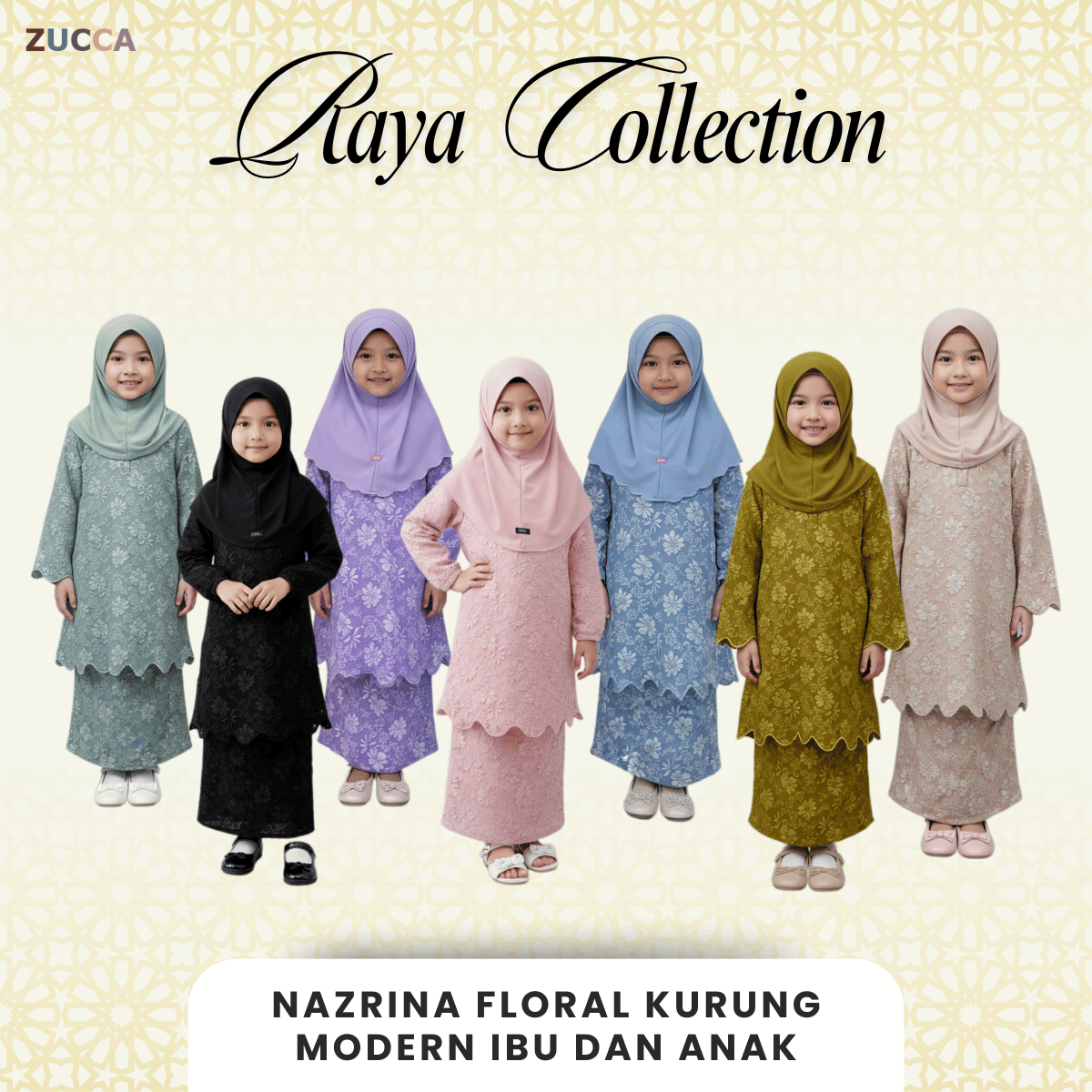 [JOM RAYA 2025] ZUCCA [KIDS] NAZRINA FLORAL KURUNG MODERN ANAK- DMRAYA006A