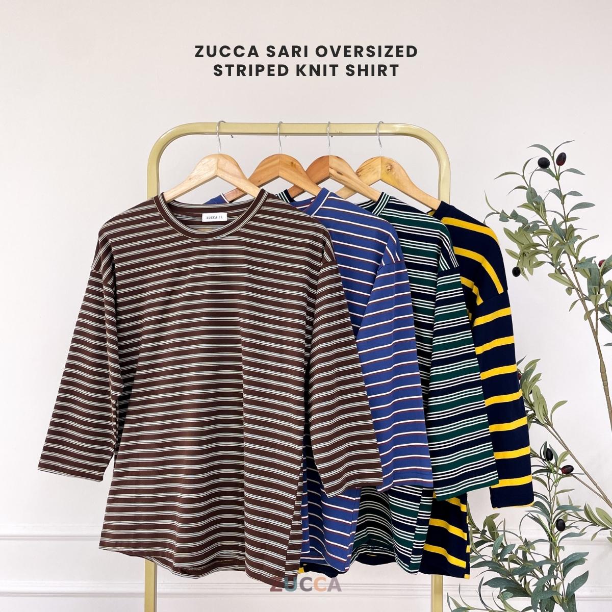 ZUCCA SARI OVERSIZED STRIPED KNIT SHIRT - MA031 DROP SHOULDER LOOSE STYLE
