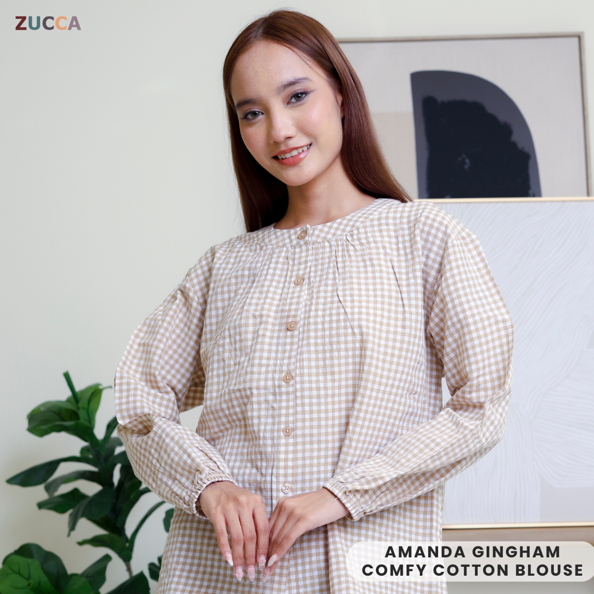 ZUCCA AMANDA BLAUS KASUAL BERPOLA GINGHAM - DM072A