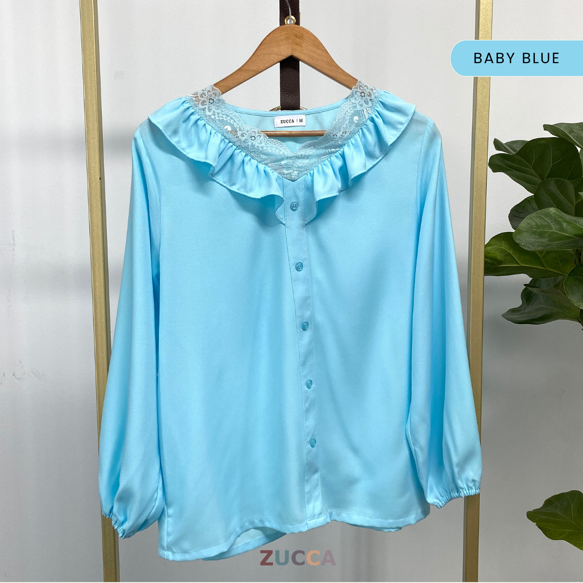 ZUCCA YUSRINA RUFFLE LACE BUTTON DETAIL BLOUSE - MA039