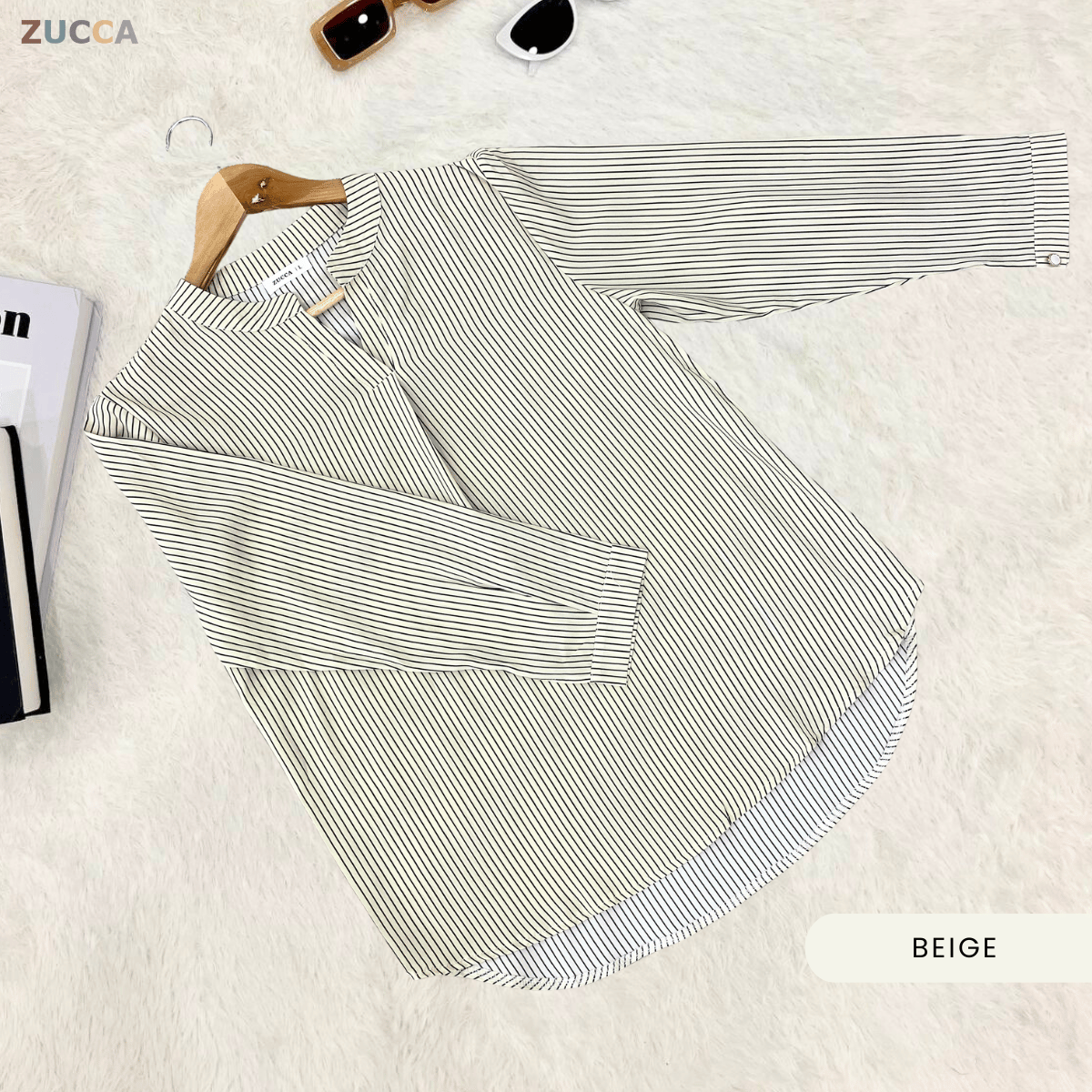 ZUCCA REINA COMFY PLAIN V-NECK BLOUSE - DM144