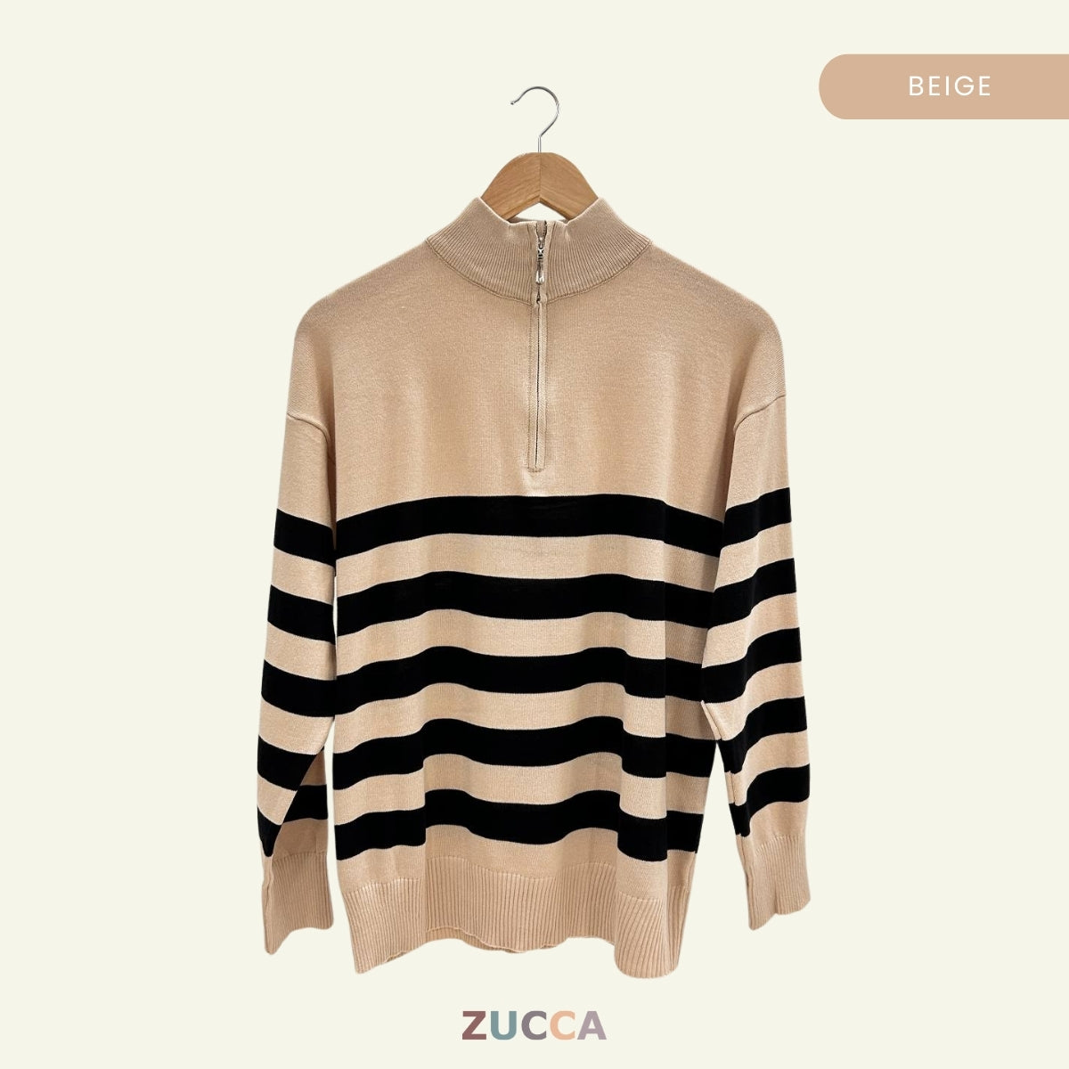 ZUCCA IVANA KEMEJA JALUR LEHER TINGGI BERZIP SEPARUH - DM115 NEW