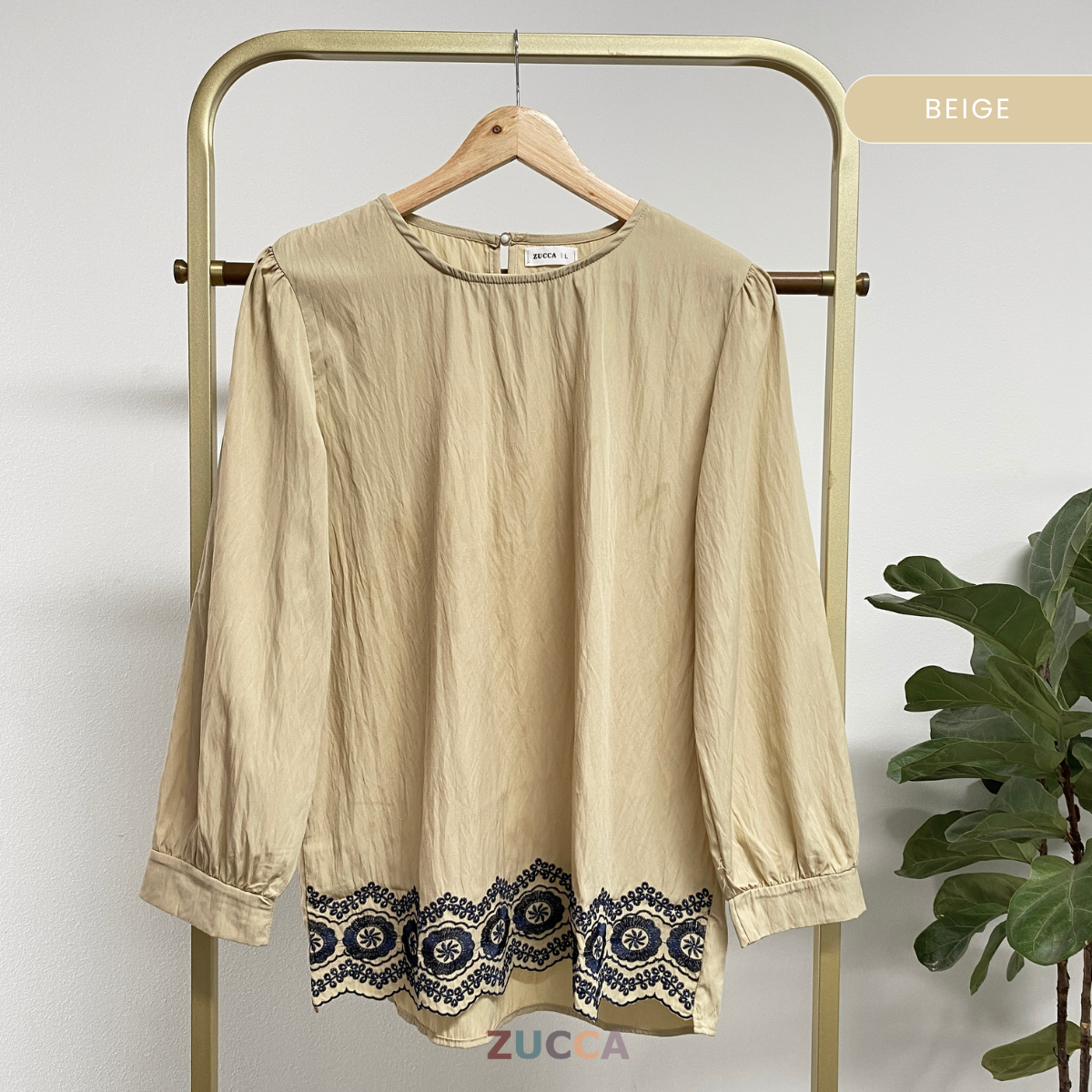 ZUCCA ATHENA BLAUS KASUAL WANITA - DM268 CRINKLED COTTON BLOUSE