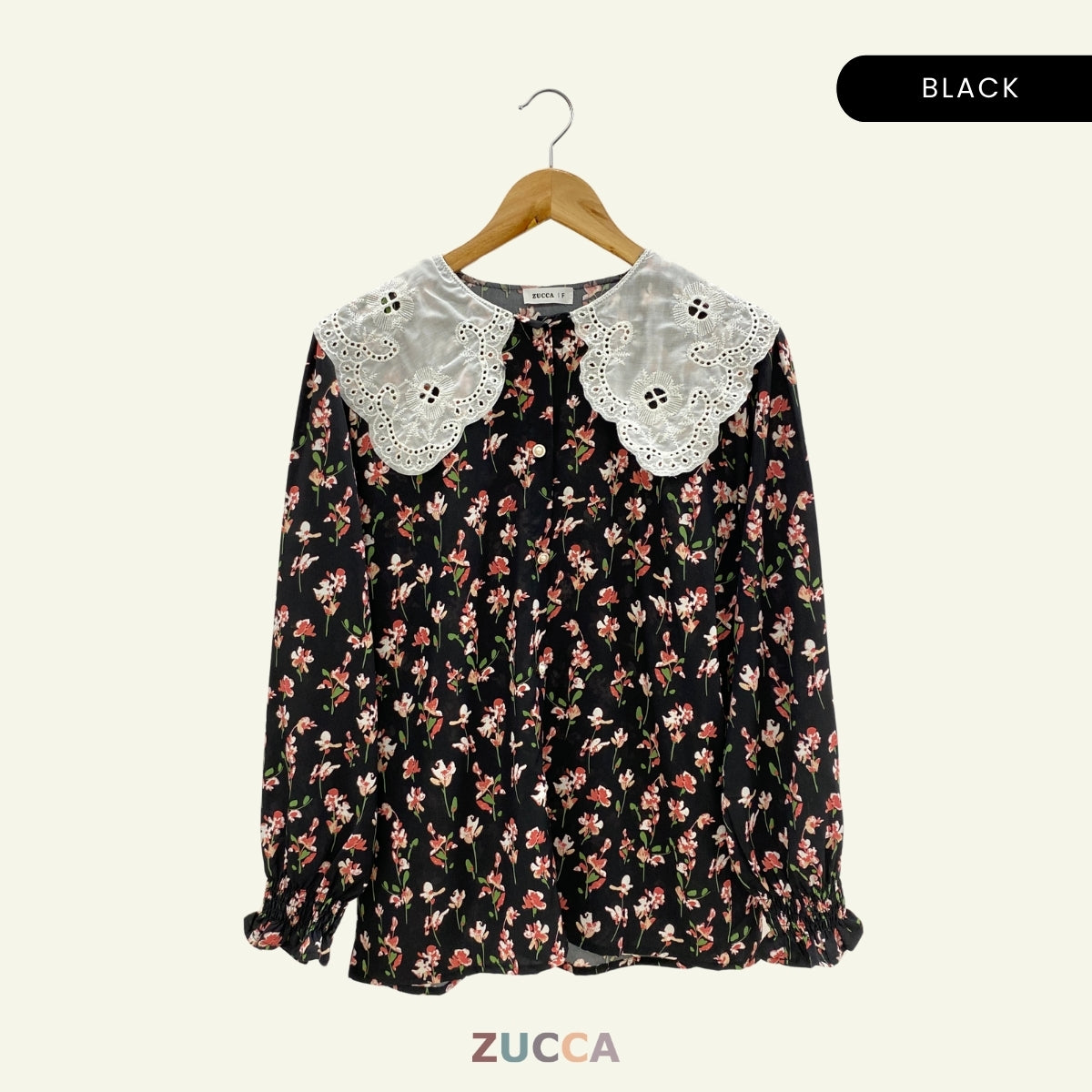 ZUCCA NANA KEMEJA WANITA FLORAL BERKOLAR PETERPAN - DM099 GAYA KOREA