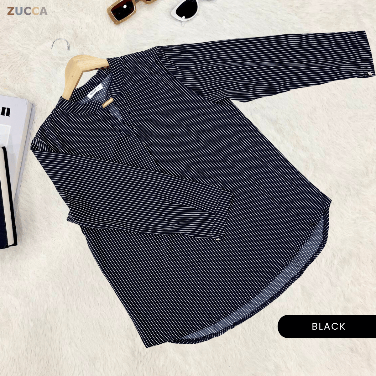 ZUCCA REINA COMFY PLAIN V-NECK BLOUSE - DM144