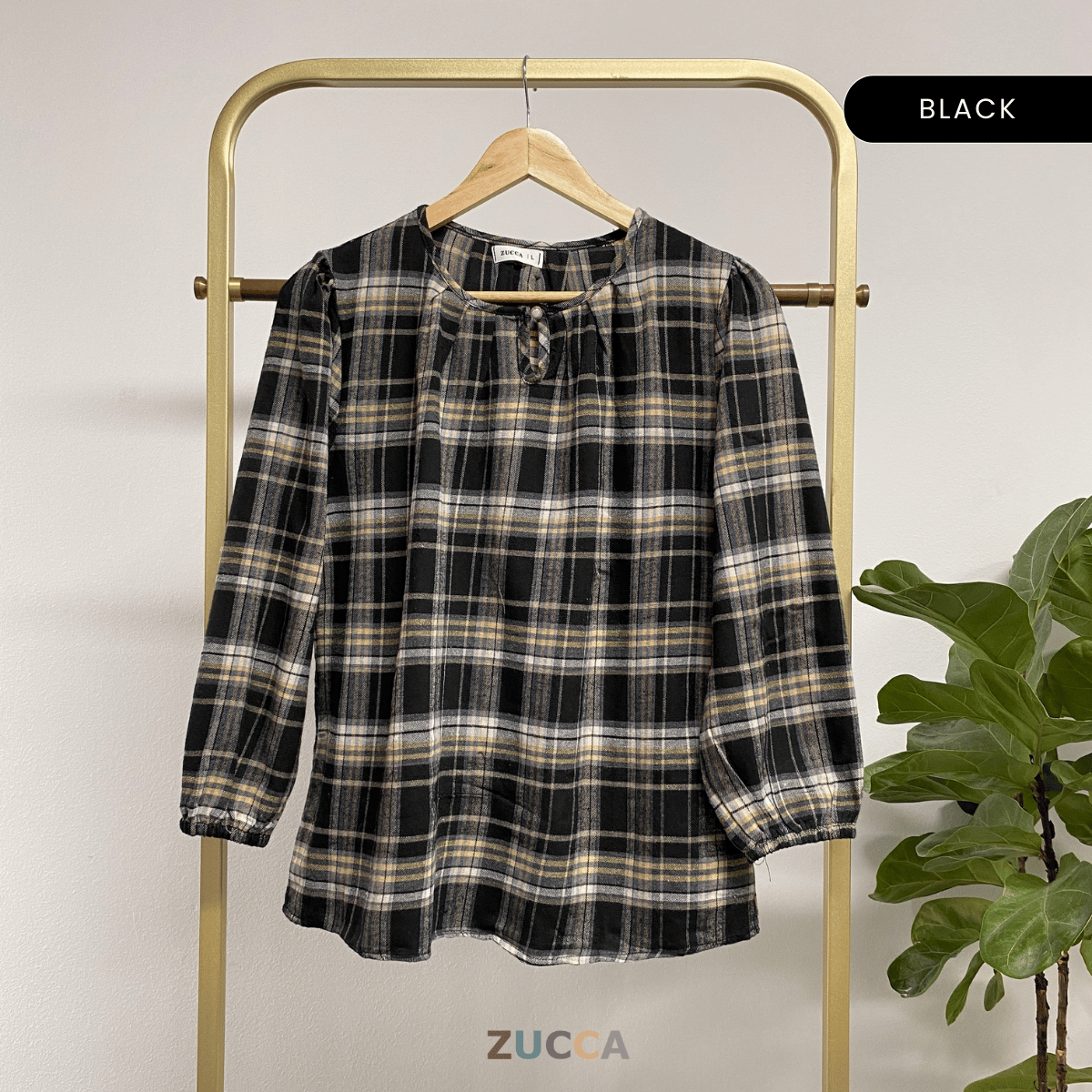 ZUCCA NANCY BLAUS WANITA KASUAL CORAK PLAID - DM282