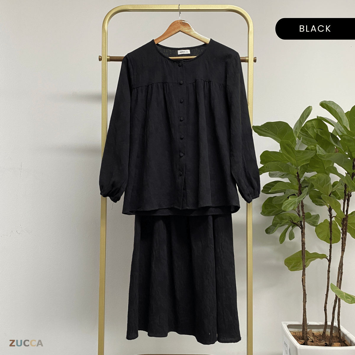 ZUCCA LENA SET BAJU BERBUTANG BERCORAK - DMSET004