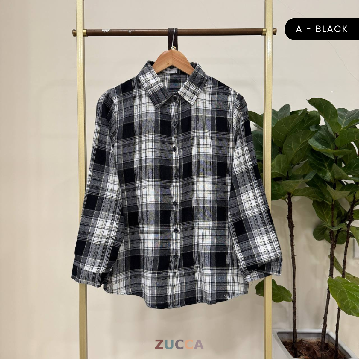 ZUCCA SARAYA FULL BUTTON CHECKERED BLOUSE - DM255