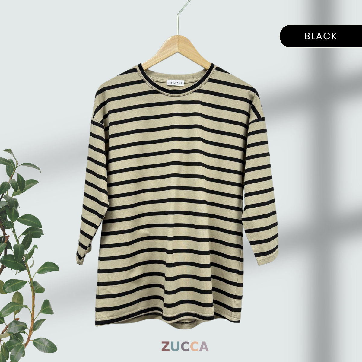 ZUCCA SARI OVERSIZED STRIPED KNIT SHIRT - MA031 DROP SHOULDER LOOSE STYLE