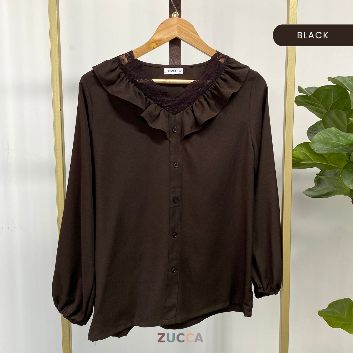 ZUCCA YUSRINA RUFFLE LACE BUTTON DETAIL BLOUSE - MA039