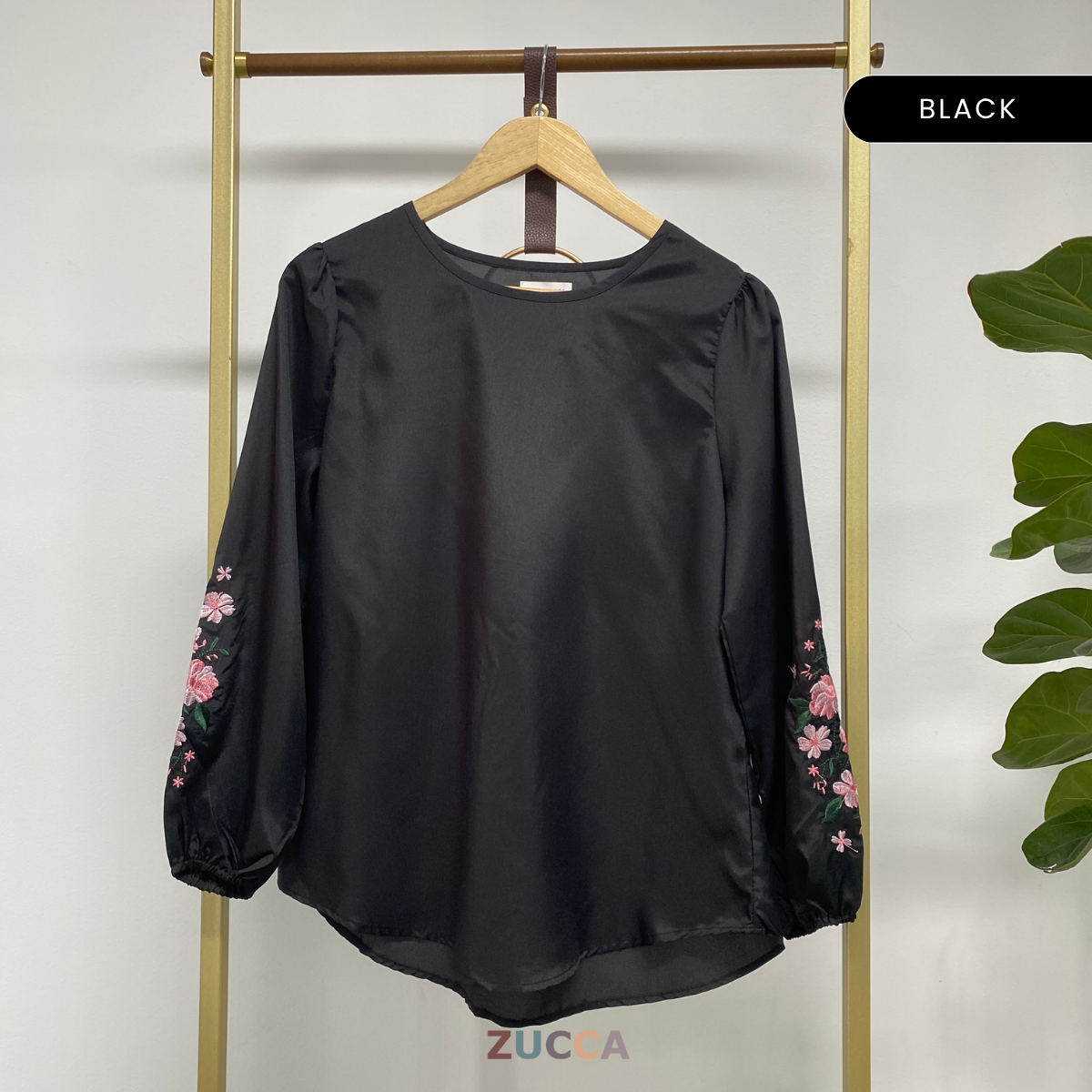 ZUCCA LILIA FLORAL EMBROIDERY SLEEVE BLOUSE - MA064