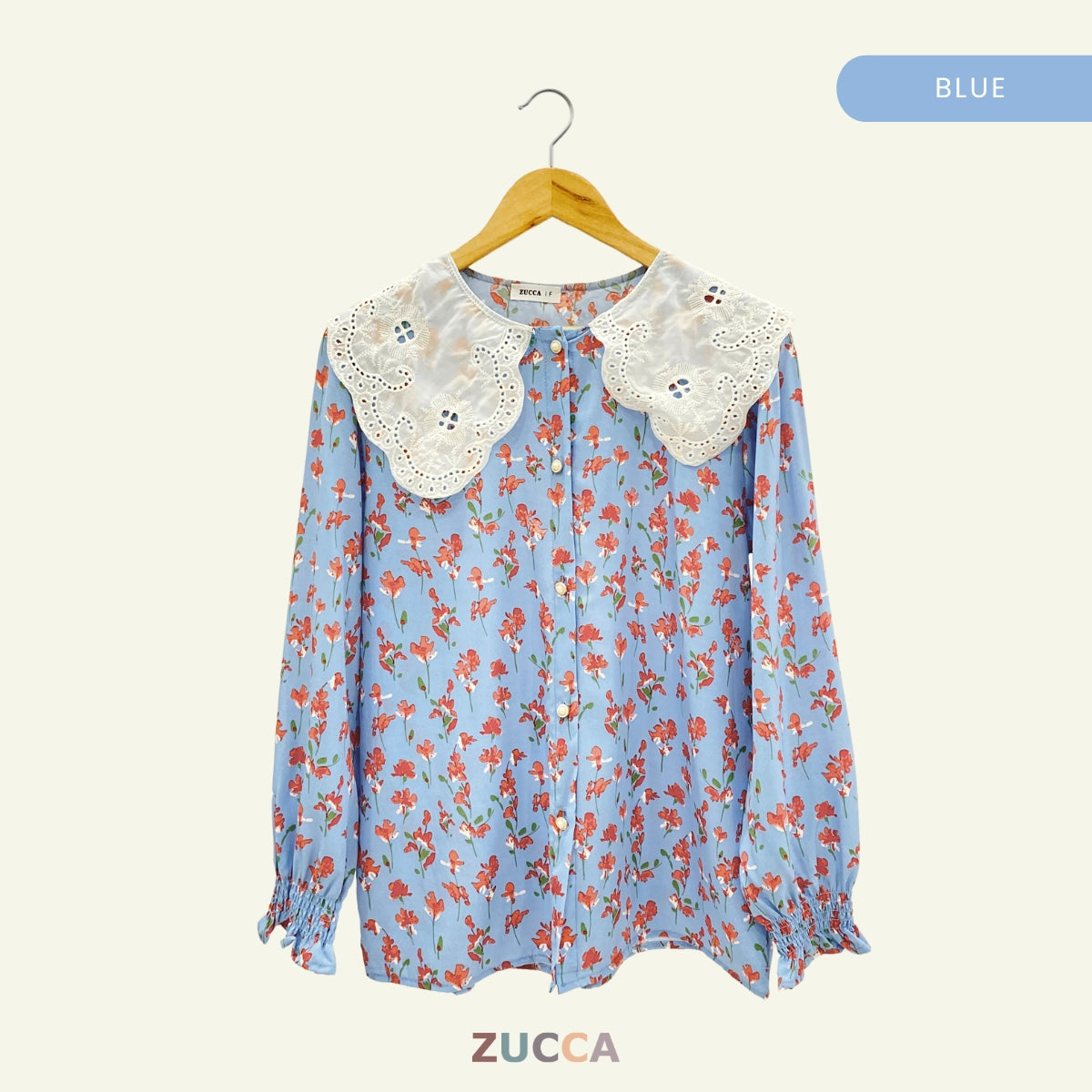 ZUCCA NANA KEMEJA WANITA FLORAL BERKOLAR PETERPAN - DM099 GAYA KOREA