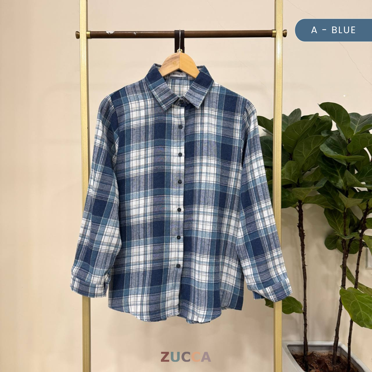 ZUCCA SARAYA FULL BUTTON CHECKERED BLOUSE - DM255