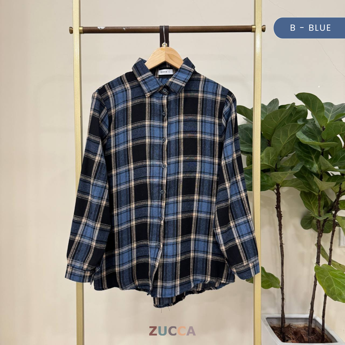 ZUCCA SARAYA FULL BUTTON CHECKERED BLOUSE - DM255