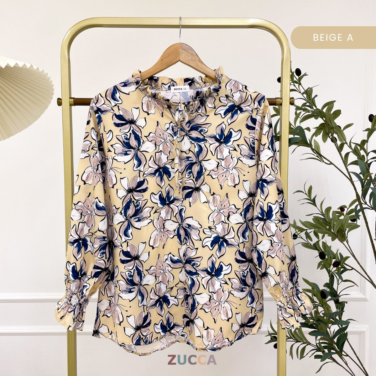 ZUCCA NIKITA BLOUSE LEHER REBEN BERCORAK FLORAL GAYA KOREA - DM248