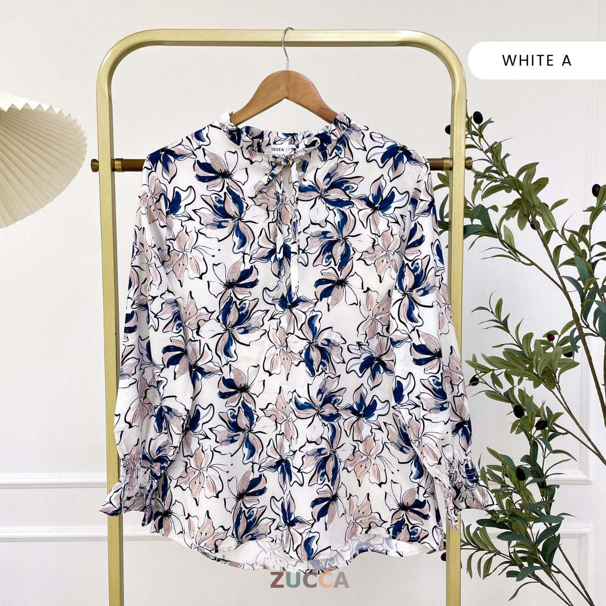ZUCCA NIKITA BLOUSE LEHER REBEN BERCORAK FLORAL GAYA KOREA - DM248