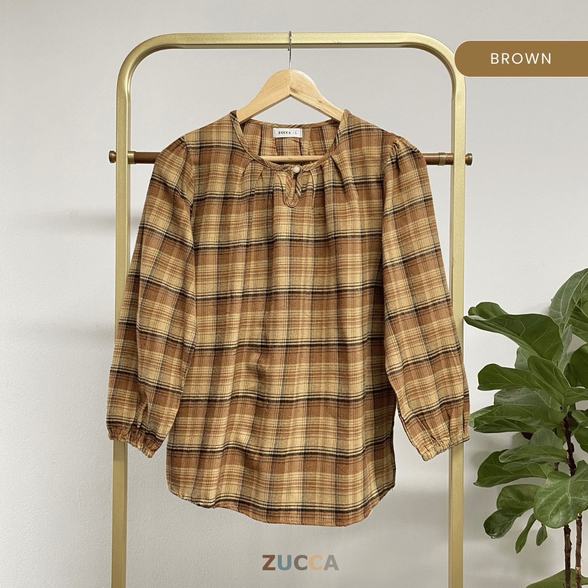 ZUCCA NANCY BLAUS WANITA KASUAL CORAK PLAID - DM282