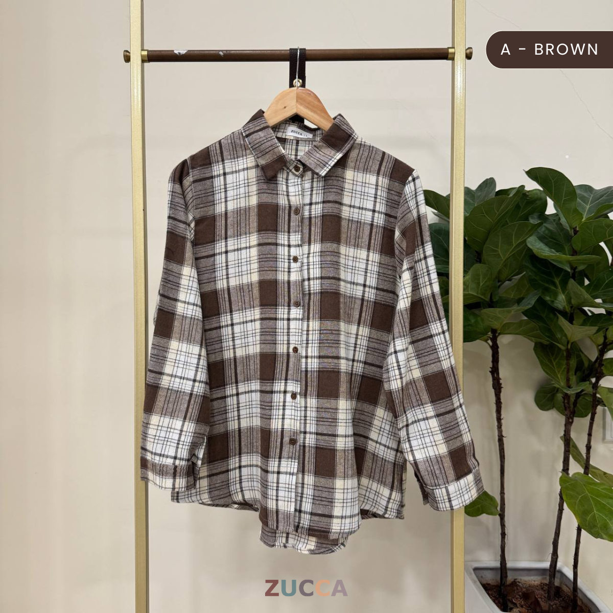 ZUCCA SARAYA FULL BUTTON CHECKERED BLOUSE - DM255
