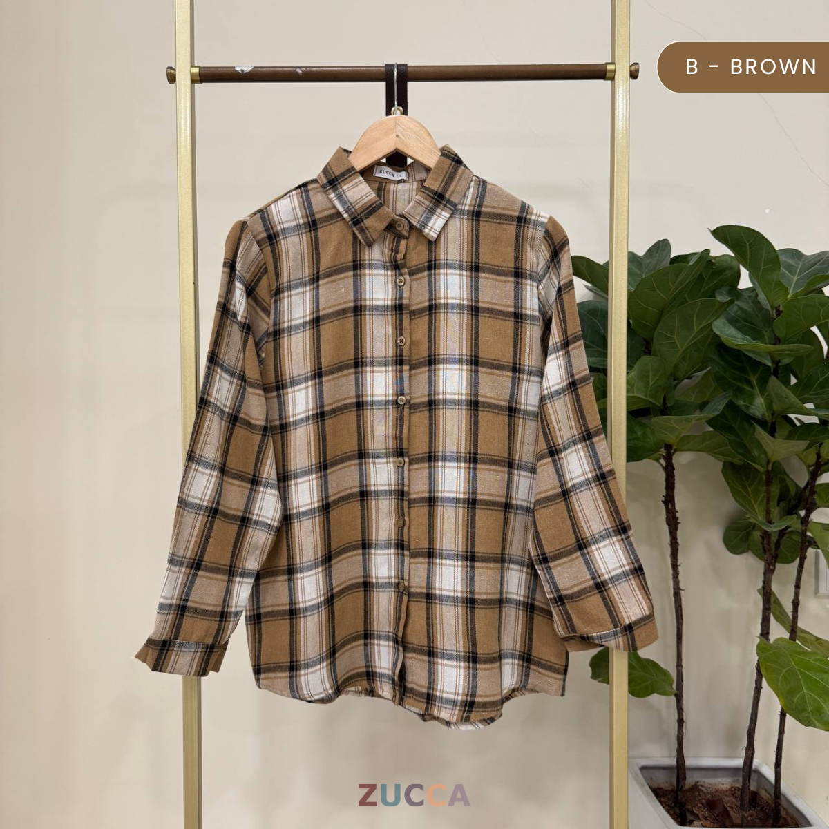 ZUCCA SARAYA FULL BUTTON CHECKERED BLOUSE - DM255