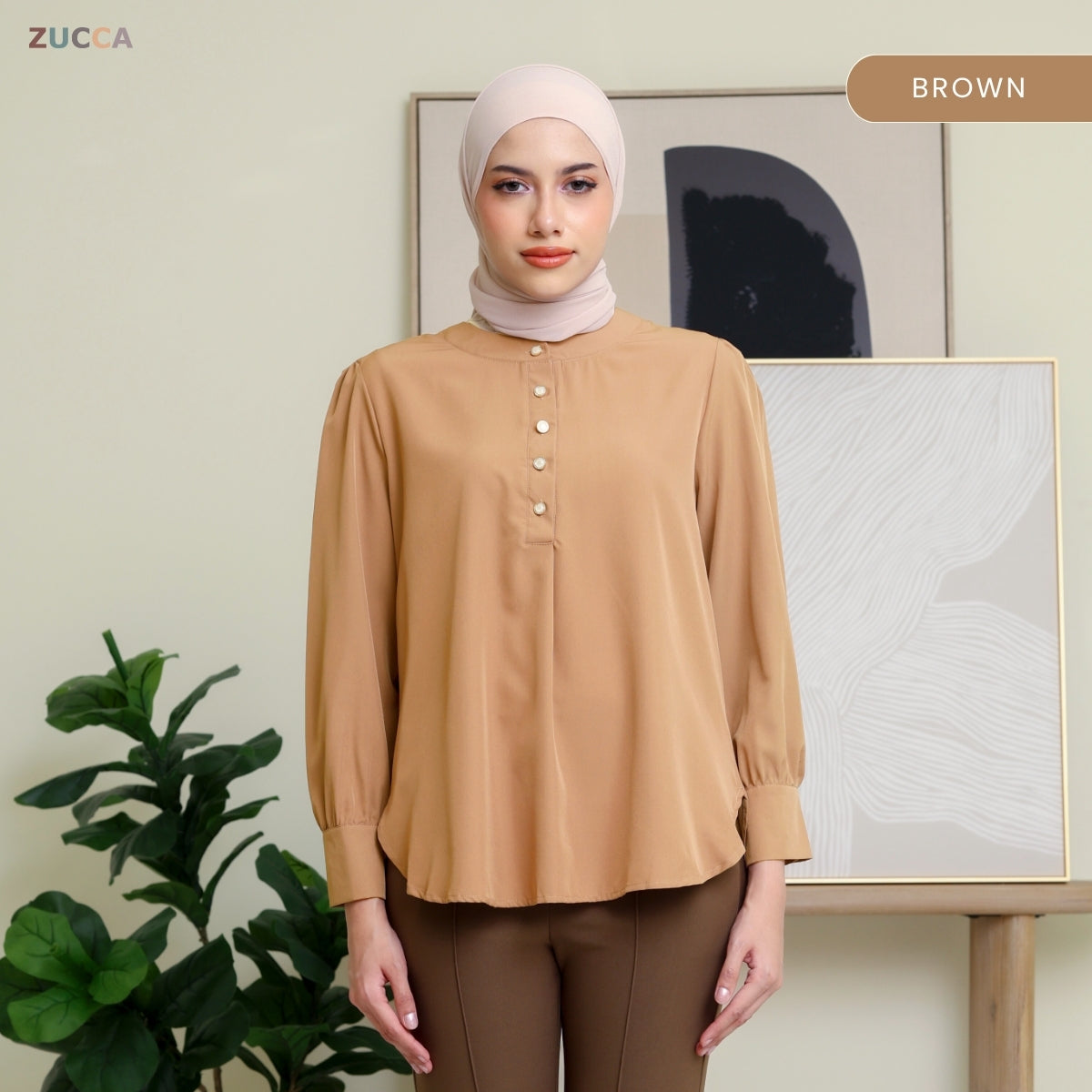 ZUCCA WAZAR LONG BLOUSE COMFY IRONLESS - DM109 Baju Cotton