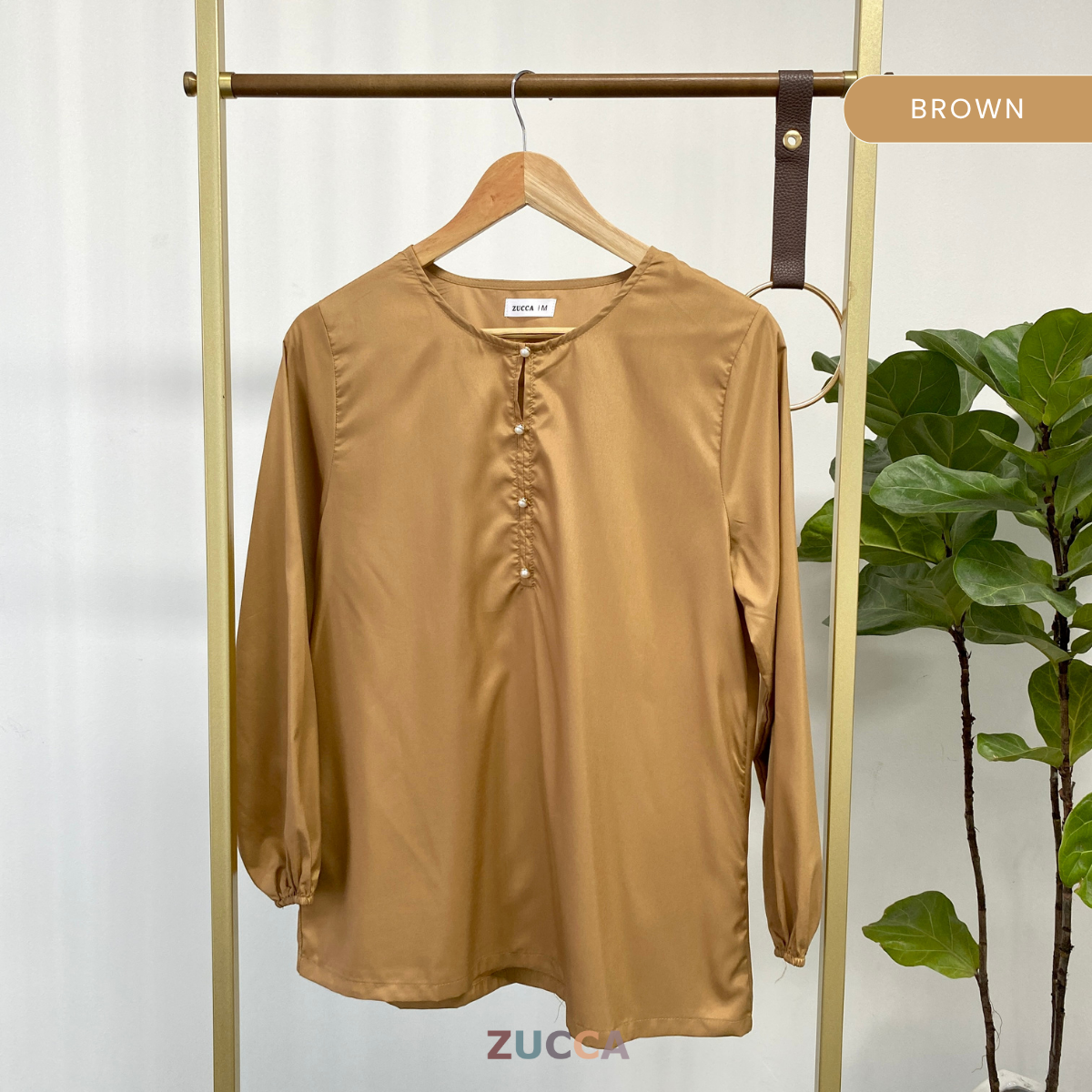 ZUCCA SURAYA PEARL BUTTON SATIN BLOUSE - MA051