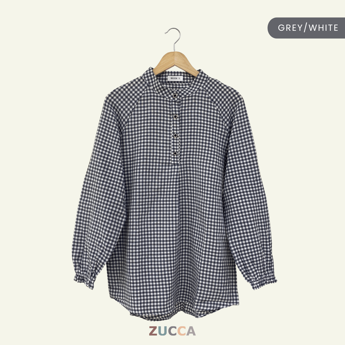 Lily Half Button Gingham Women Blouse - DM149
