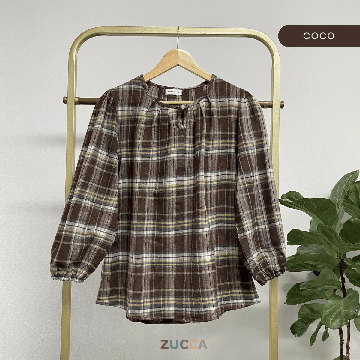 ZUCCA NANCY BLAUS WANITA KASUAL CORAK PLAID - DM282