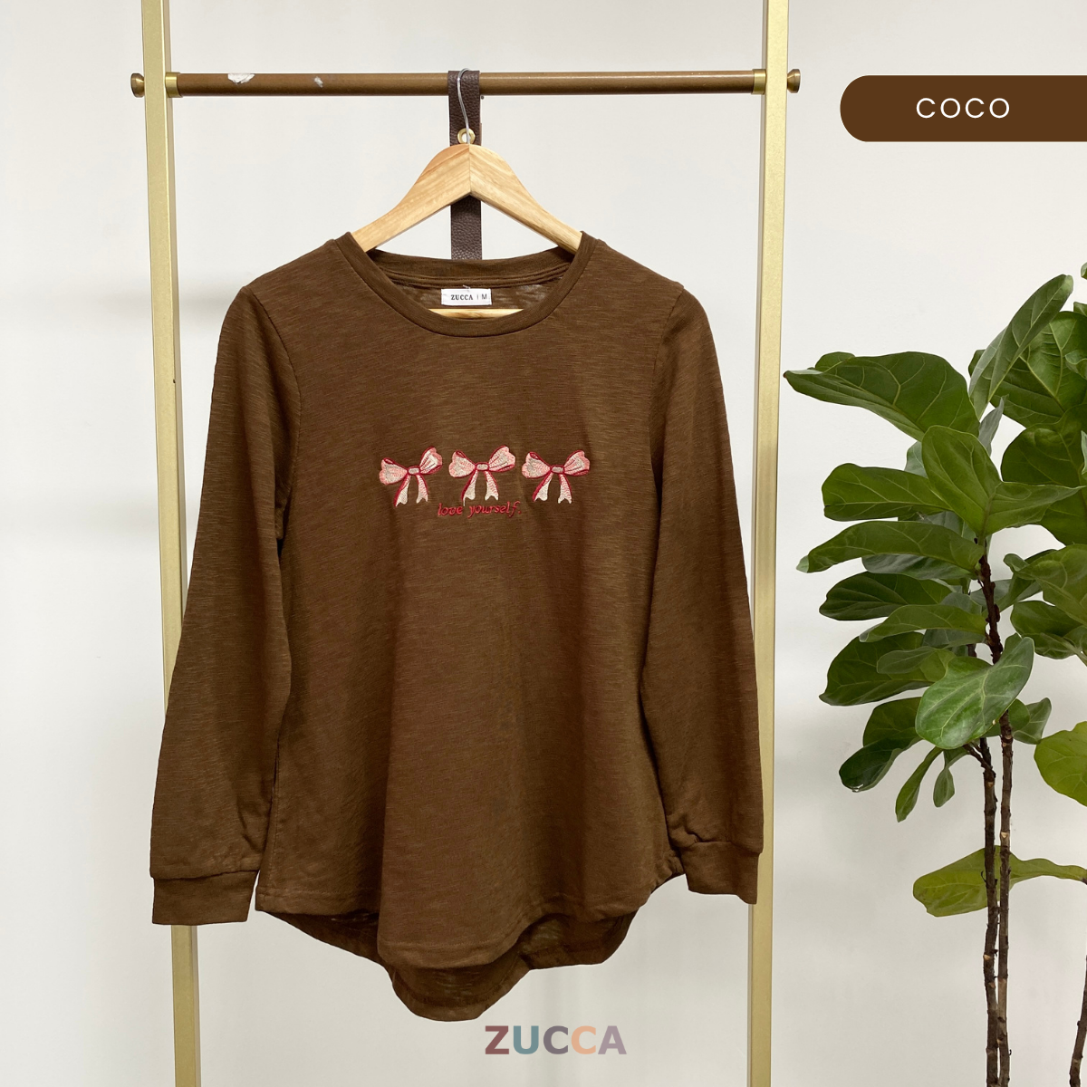 ZUCCA ATIQAH SOFT KNIT BOW EMBROIDERY SHIRT - MA028A